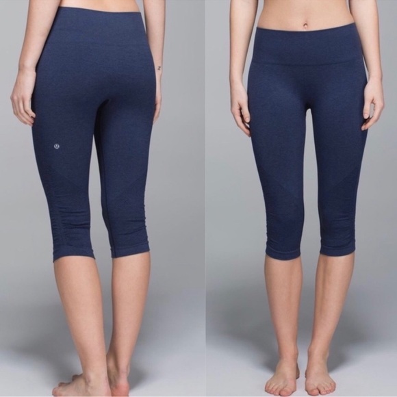 Lululemon Leggings Women Size 4 In The Flow Crop Capri Ruched yoga athletic T - Picture 1 of 11